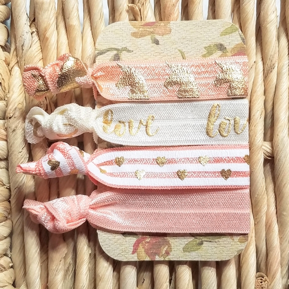 Hand Crafted Accessories - Hair Accessories Cream & Pastel Peach Hair Ties